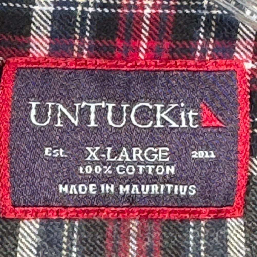 UNTUCKit Shirt Mens Size XL Black Red Plaid Flannel Button Long Sleeve Outdoor - Picture 5 of 7